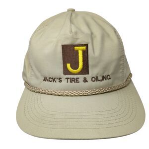 Jack's Tire & Oil Inc Slideback Hat Tan OS Adjustable Embroidered Rope Headtotoe